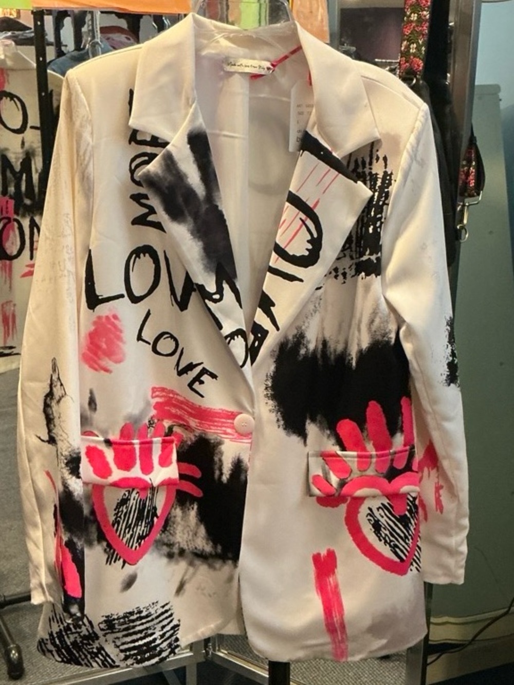 NWT white graffiti blazer